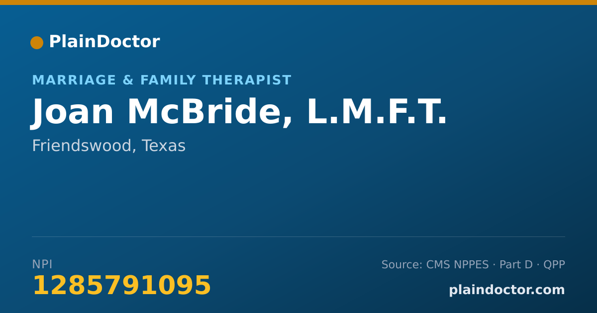 Shareable card for Joan McBride, L.M.F.T. - Marriage & Family Therapist, Friendswood, TX
