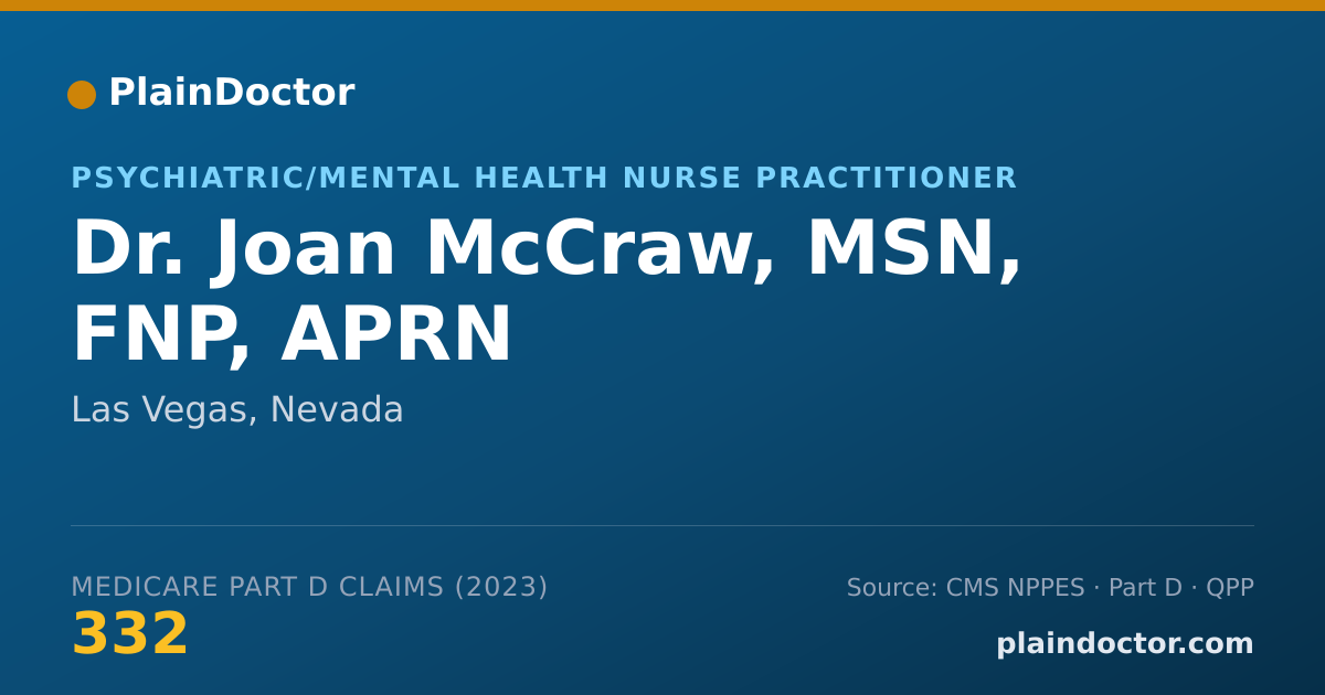 Shareable card for Joan McCraw, MSN, FNP, APRN - Psychiatric/Mental Health Nurse Practitioner, Las Vegas, NV