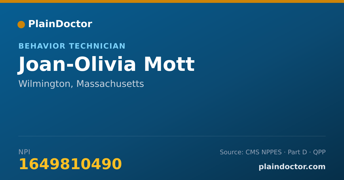 Shareable card for Joan-Olivia Mott - Behavior Technician, Wilmington, MA