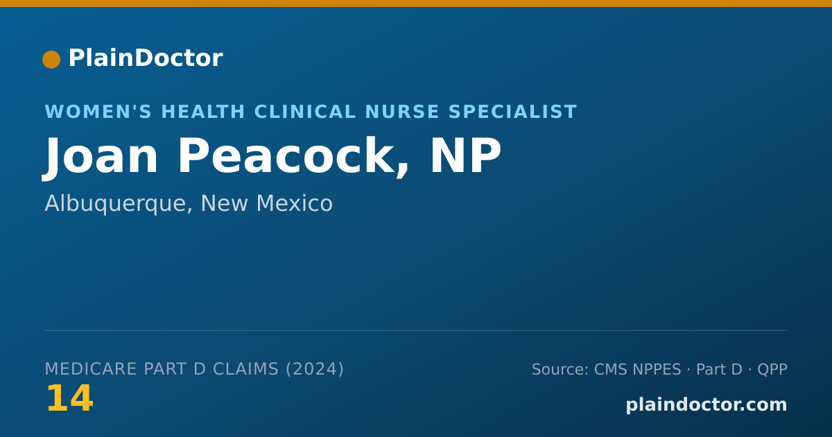 Shareable card for Joan Peacock, NP - Women's Health Clinical Nurse Specialist, Albuquerque, NM