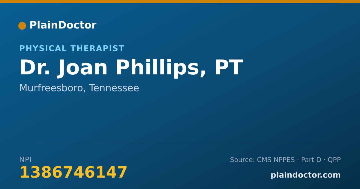 Shareable card for Joan Phillips, PT - Physical Therapist, Murfreesboro, TN