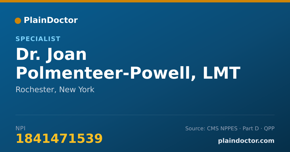 Shareable card for Joan Polmenteer-Powell, LMT - Specialist, Rochester, NY