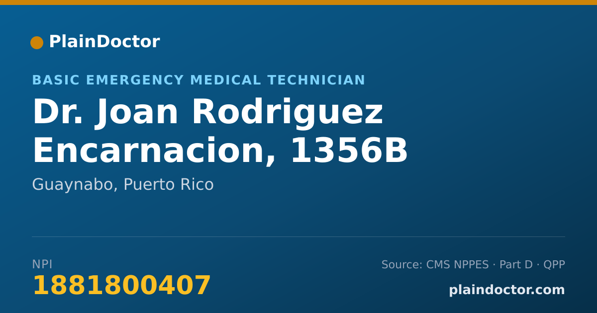 Shareable card for Joan Rodriguez Encarnacion, 1356B - Basic Emergency Medical Technician, Guaynabo, PR
