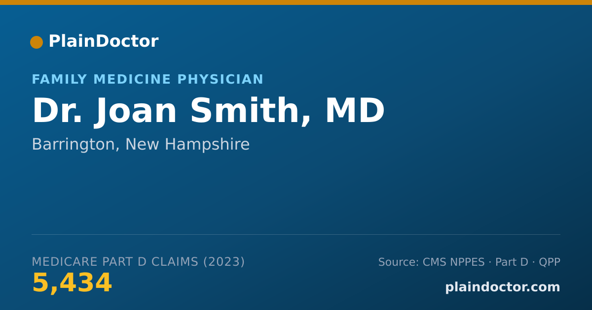 Shareable card for Joan Smith, MD - Family Medicine Physician, Barrington, NH
