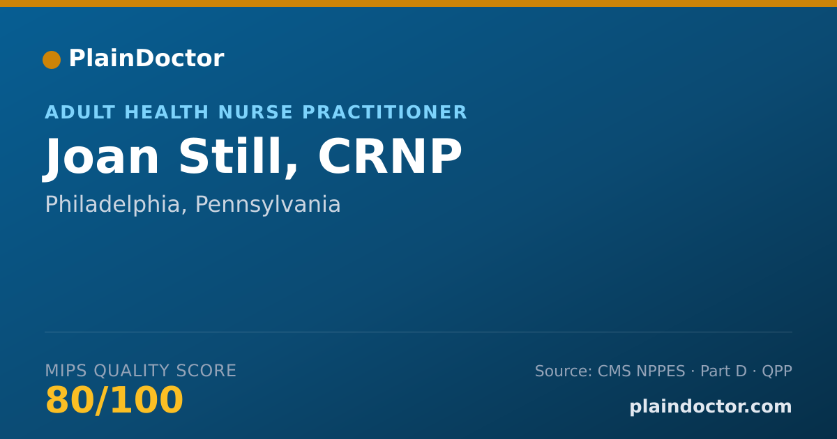 Shareable card for Joan Still, CRNP - Adult Health Nurse Practitioner, Philadelphia, PA