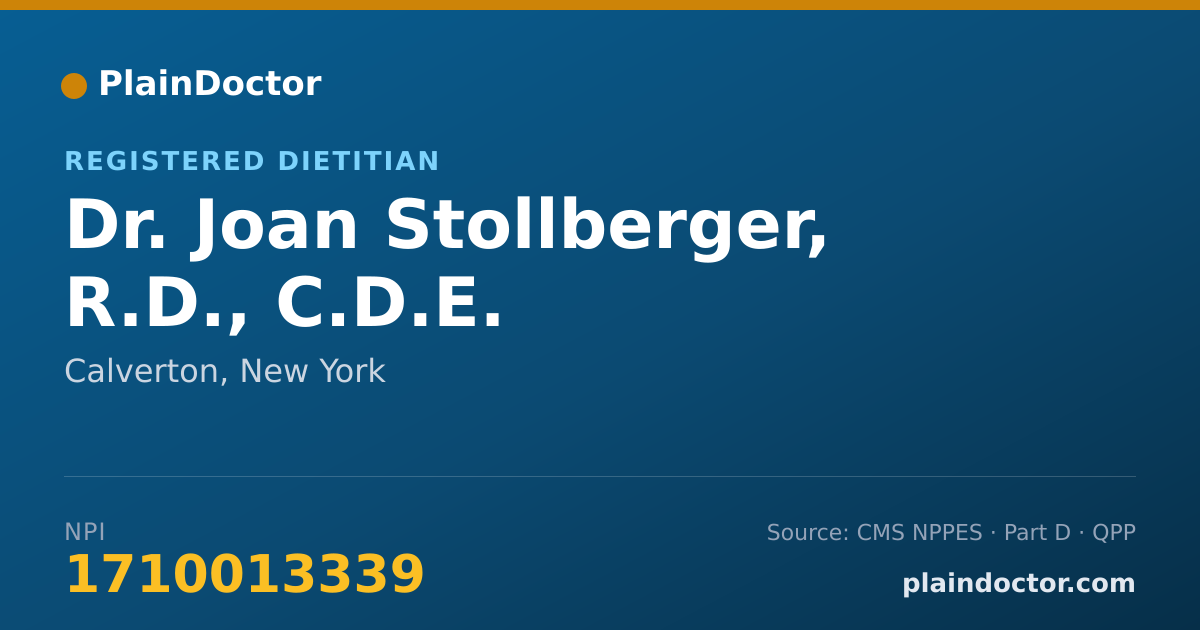 Shareable card for Joan Stollberger, R.D., C.D.E. - Registered Dietitian, Calverton, NY