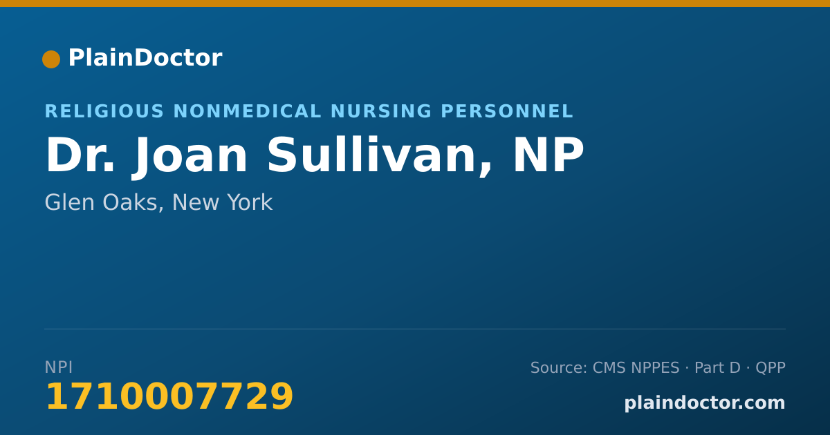 Shareable card for Joan Sullivan, NP - Religious Nonmedical Nursing Personnel, Glen Oaks, NY