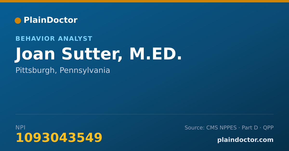 Shareable card for Joan Sutter, M.ED. - Behavior Analyst, Pittsburgh, PA
