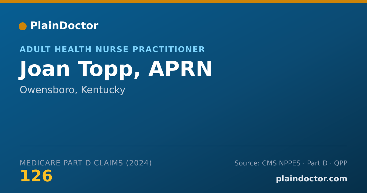 Shareable card for Joan Topp, APRN - Adult Health Nurse Practitioner, Owensboro, KY