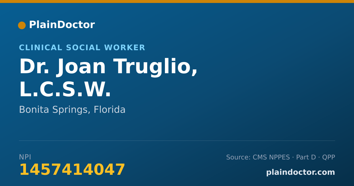 Shareable card for Joan Truglio, L.C.S.W. - Clinical Social Worker, Bonita Springs, FL