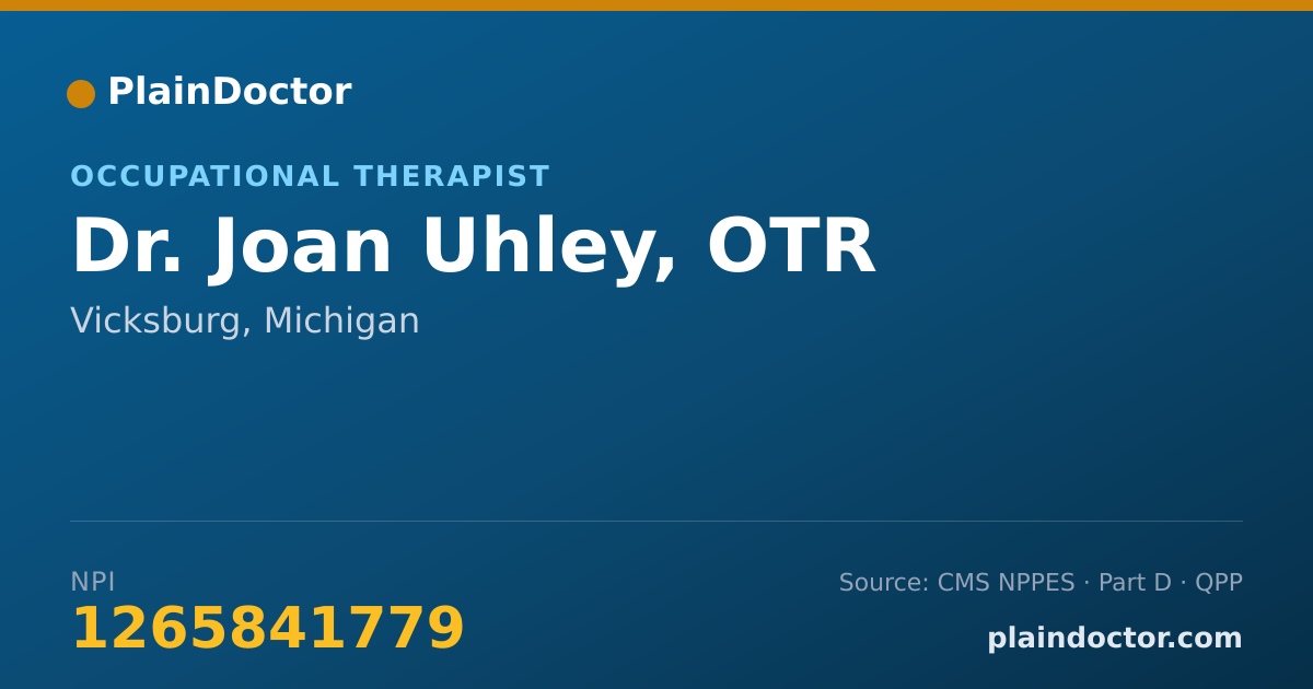 Shareable card for Joan Uhley, OTR - Occupational Therapist, Vicksburg, MI
