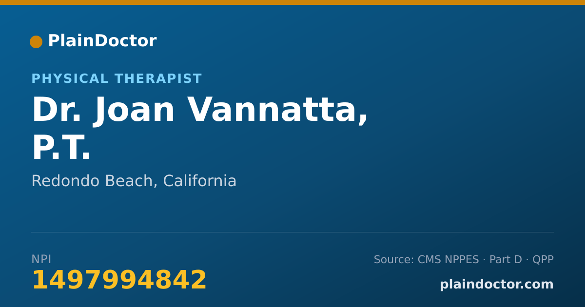 Shareable card for Joan Vannatta, P.T. - Physical Therapist, Redondo Beach, CA