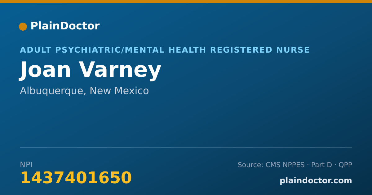 Shareable card for Joan Varney - Adult Psychiatric/Mental Health Registered Nurse, Albuquerque, NM