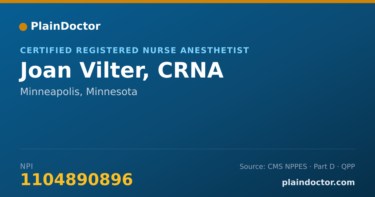 Shareable card for Joan Vilter, CRNA - Certified Registered Nurse Anesthetist, Minneapolis, MN