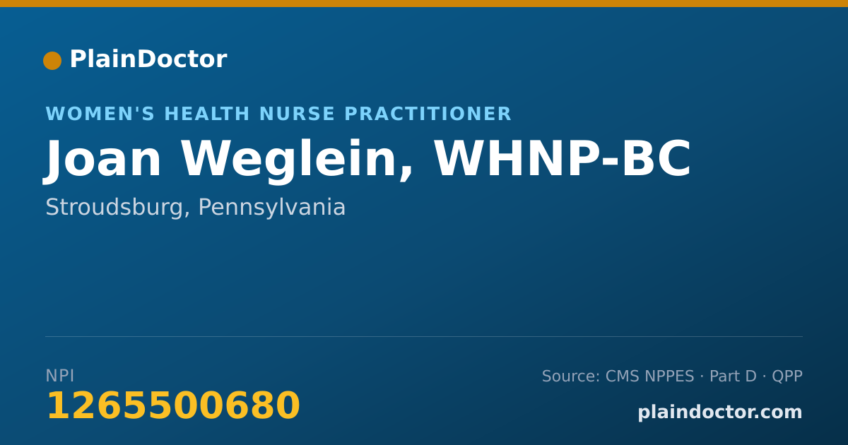 Shareable card for Joan Weglein, WHNP-BC - Women's Health Nurse Practitioner, Stroudsburg, PA