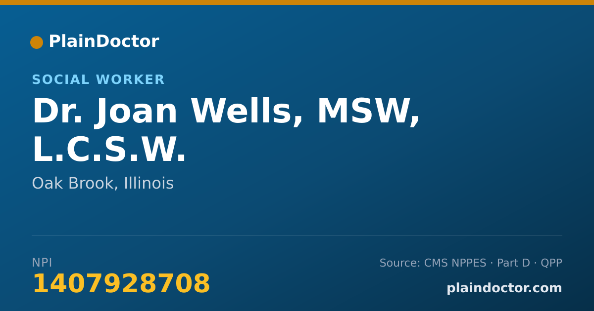 Shareable card for Joan Wells, MSW, L.C.S.W. - Social Worker, Oak Brook, IL