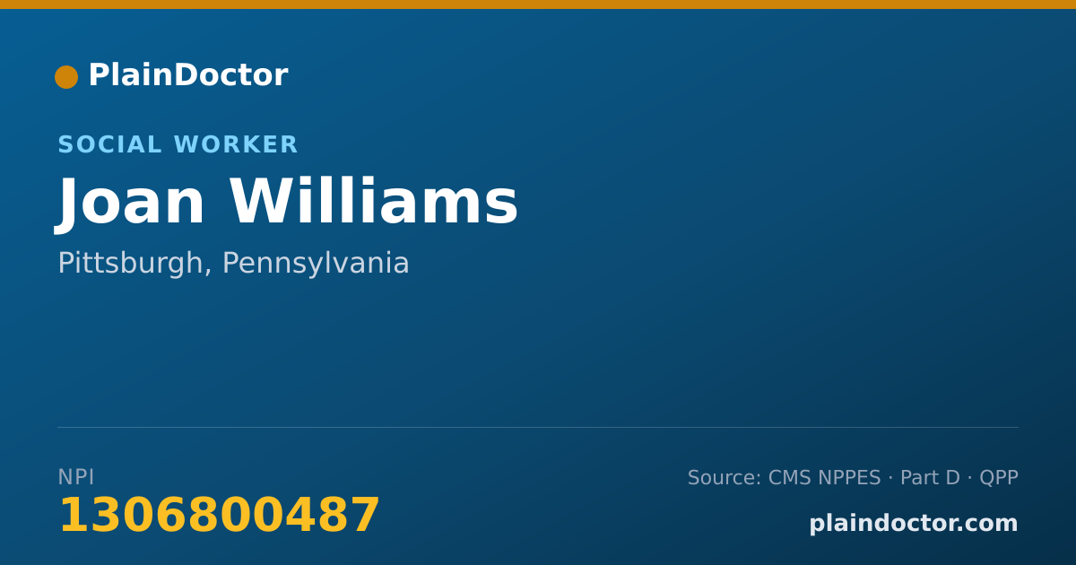 Shareable card for Joan Williams - Social Worker, Pittsburgh, PA