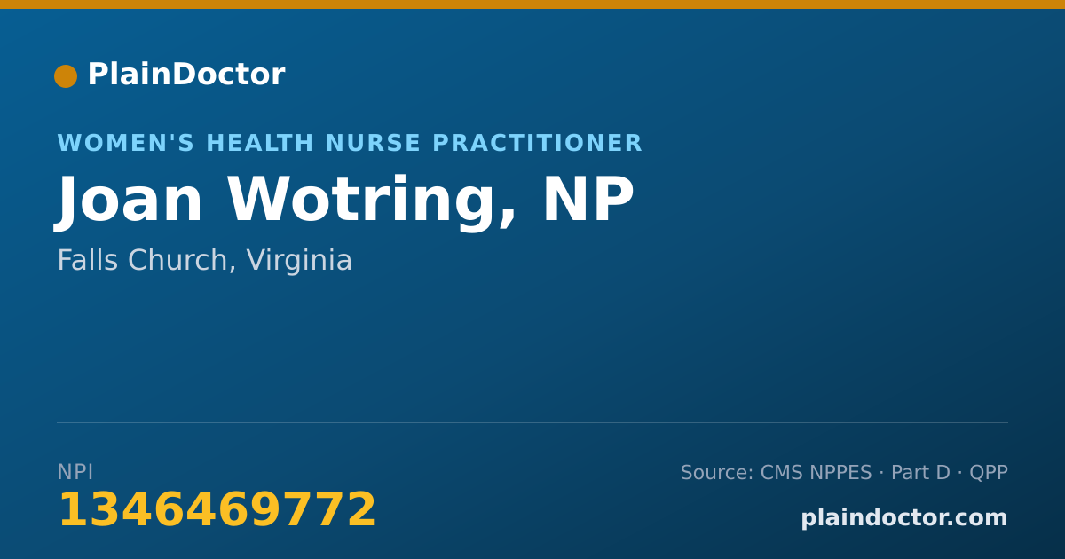 Shareable card for Joan Wotring, NP - Women's Health Nurse Practitioner, Falls Church, VA