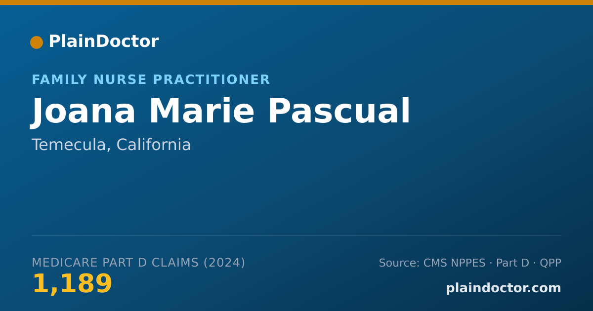 Shareable card for Joana Marie Pascual - Family Nurse Practitioner, Temecula, CA