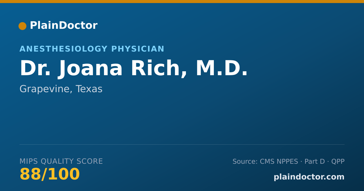 Shareable card for Joana Rich, M.D. - Anesthesiology Physician, Grapevine, TX