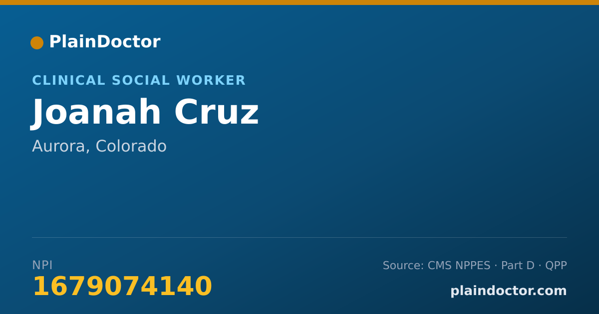 Shareable card for Joanah Cruz - Clinical Social Worker, Aurora, CO