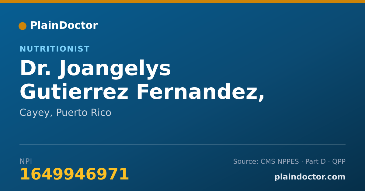 Shareable card for Joangelys Gutierrez Fernandez, LND - Nutritionist, Cayey, PR