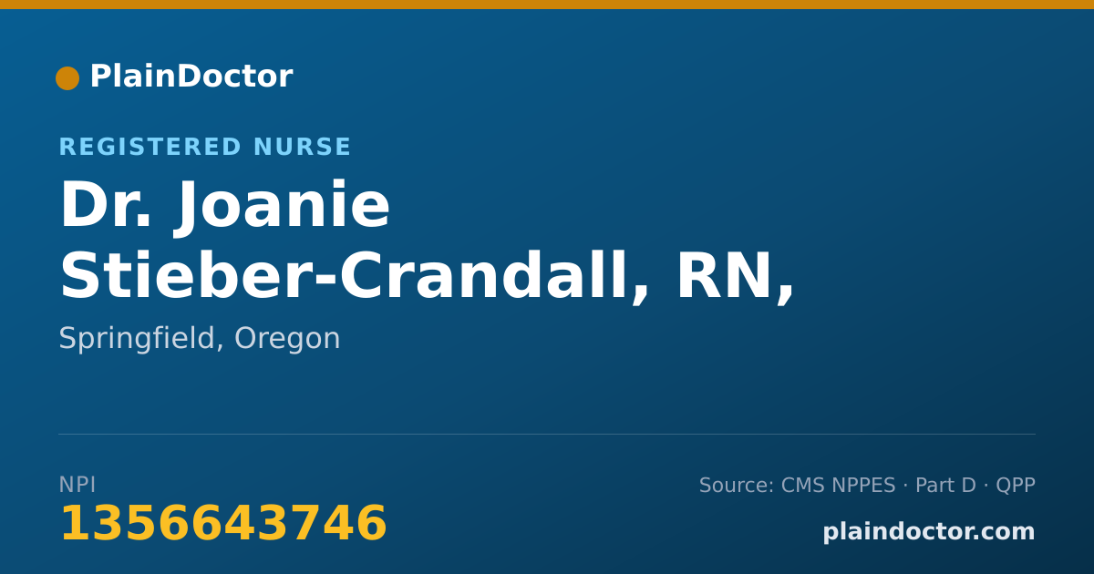 Shareable card for Joanie Stieber-Crandall, RN, BSN - Registered Nurse, Springfield, OR
