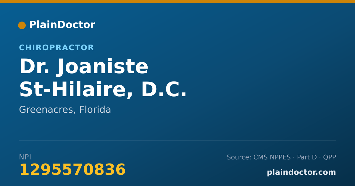Shareable card for Joaniste St-Hilaire, D.C. - Chiropractor, Greenacres, FL