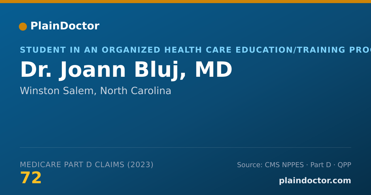 Shareable card for Joann Bluj, MD - Student in an Organized Health Care Education/Training Program, Winston Salem, NC
