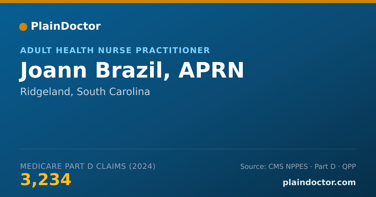 Shareable card for Joann Brazil, APRN - Adult Health Nurse Practitioner, Ridgeland, SC