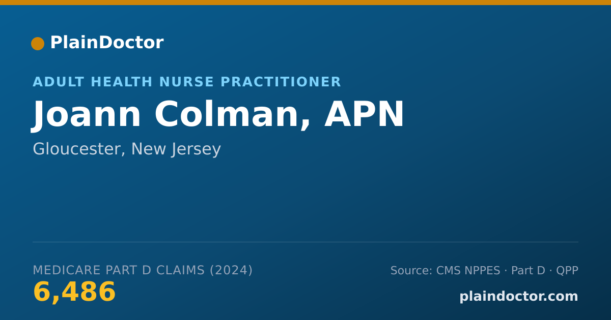 Shareable card for Joann Colman, APN - Adult Health Nurse Practitioner, Gloucester, NJ
