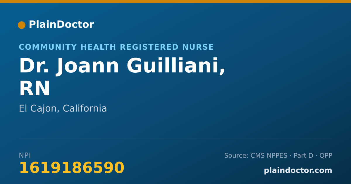 Shareable card for Joann Guilliani, RN - Community Health Registered Nurse, El Cajon, CA