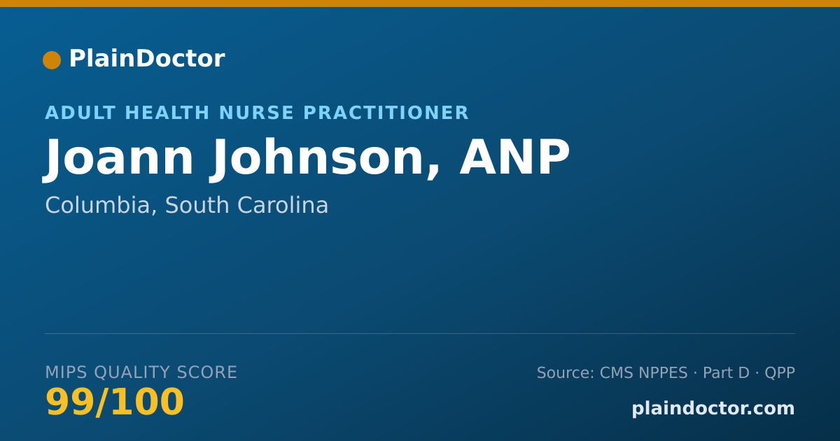 Shareable card for Joann Johnson, ANP - Adult Health Nurse Practitioner, Columbia, SC