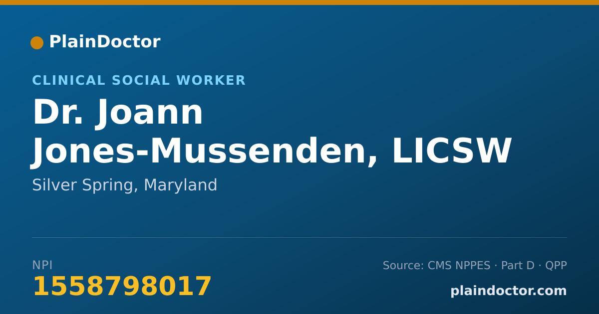 Shareable card for Joann Jones-Mussenden, LICSW - Clinical Social Worker, Silver Spring, MD