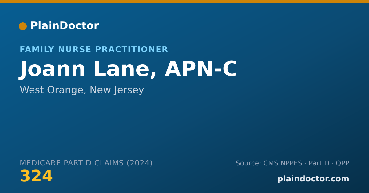 Shareable card for Joann Lane, APN-C - Family Nurse Practitioner, West Orange, NJ