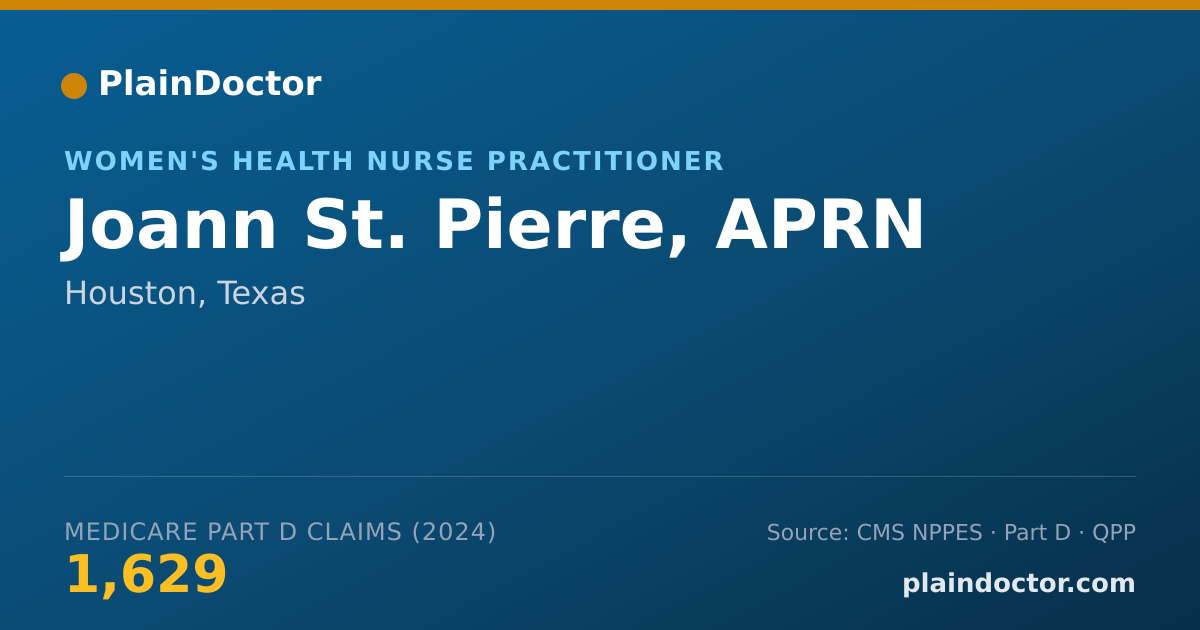 Shareable card for Joann St. Pierre, APRN - Women's Health Nurse Practitioner, Houston, TX