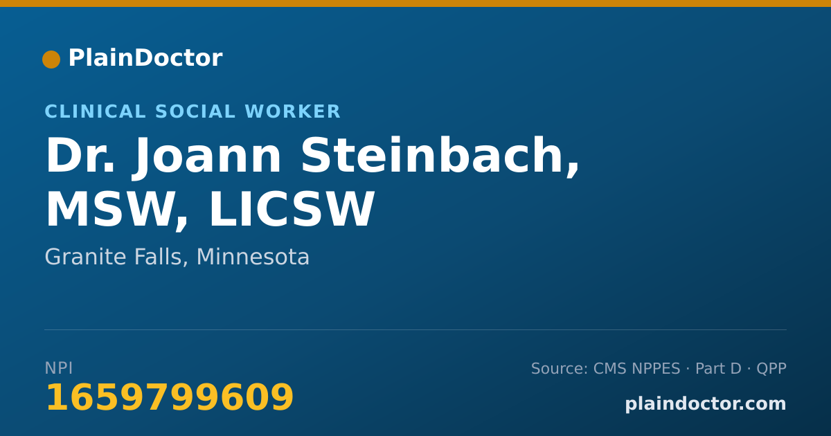Shareable card for Joann Steinbach, MSW, LICSW - Clinical Social Worker, Granite Falls, MN