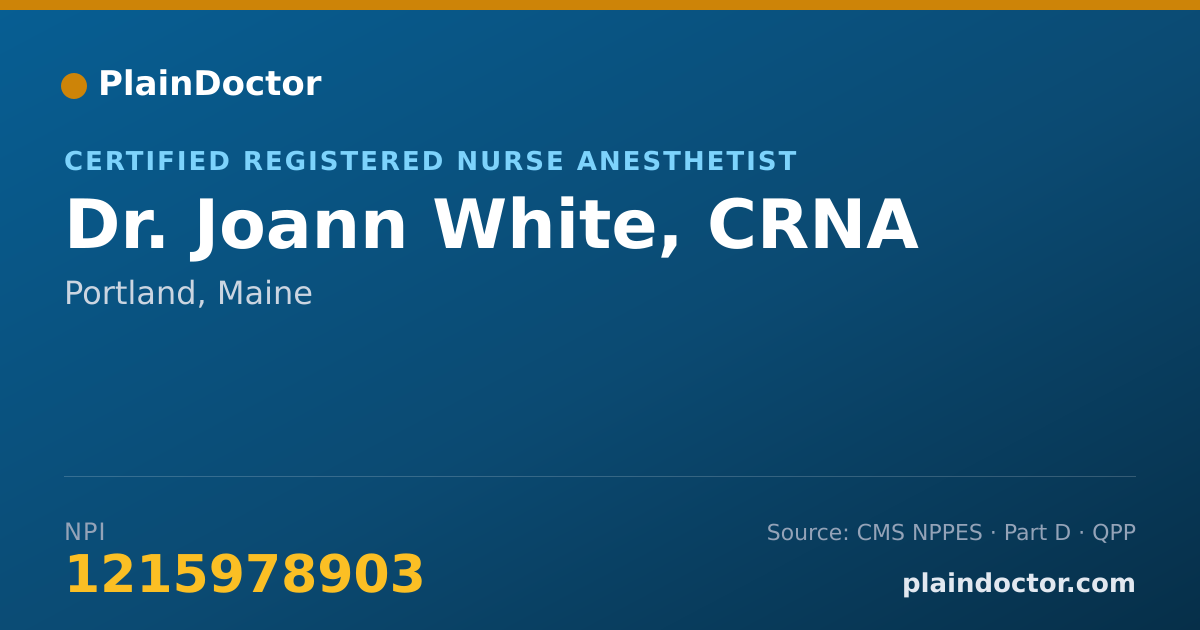 Shareable card for Joann White, CRNA - Certified Registered Nurse Anesthetist, Portland, ME