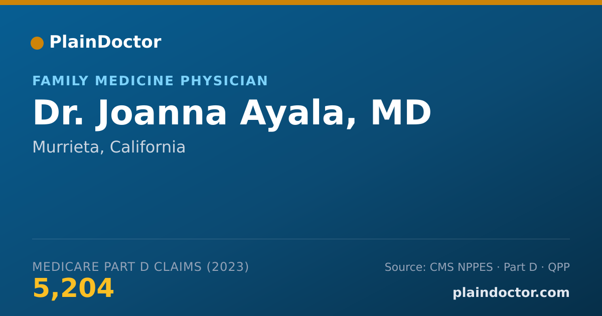 Shareable card for Joanna Ayala, MD - Family Medicine Physician, Murrieta, CA