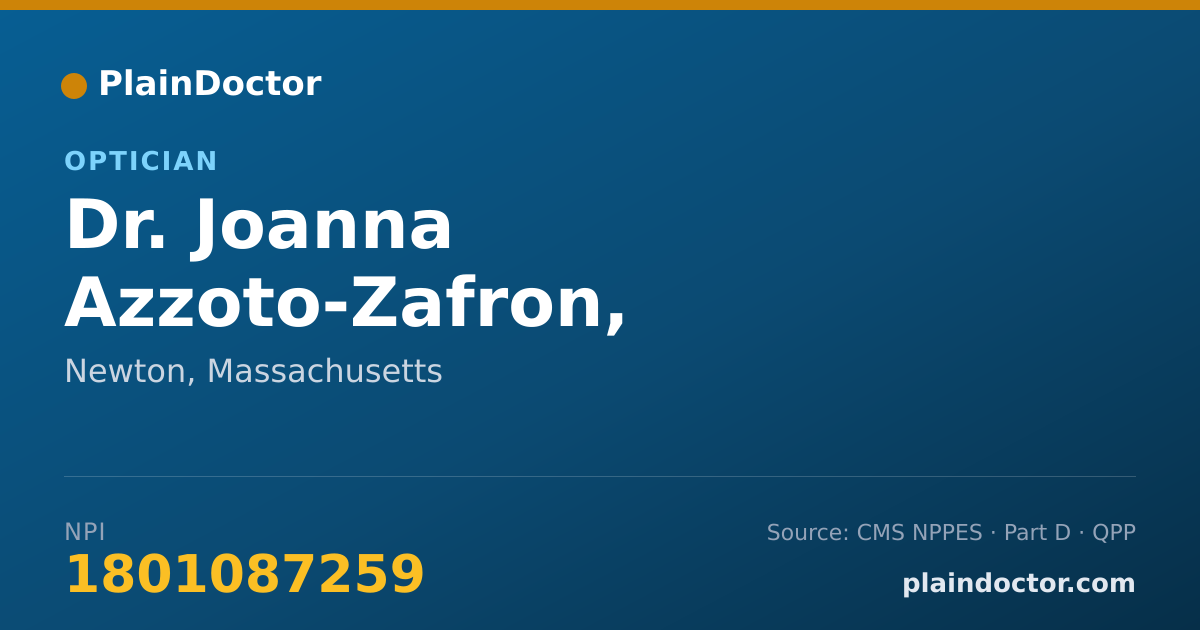 Shareable card for Joanna Azzoto-Zafron, OPTICIAN - Optician, Newton, MA