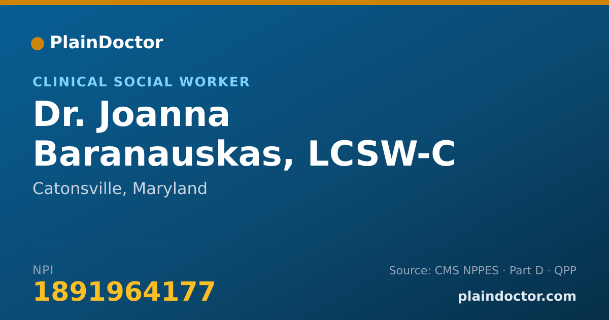 Shareable card for Joanna Baranauskas, LCSW-C - Clinical Social Worker, Catonsville, MD