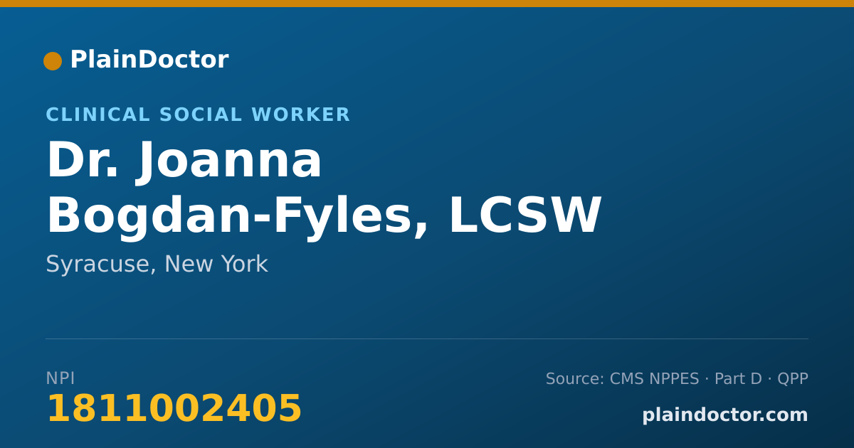 Shareable card for Joanna Bogdan-Fyles, LCSW - Clinical Social Worker, Syracuse, NY