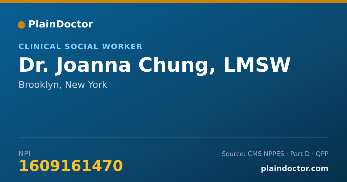 Shareable card for Joanna Chung, LMSW - Clinical Social Worker, Brooklyn, NY