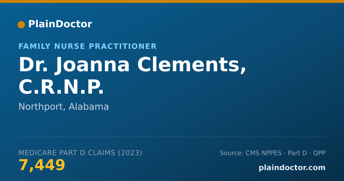 Shareable card for Joanna Clements, C.R.N.P. - Family Nurse Practitioner, Northport, AL