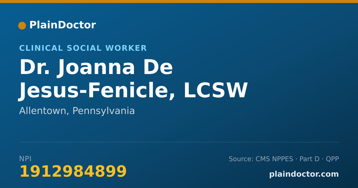 Shareable card for Joanna De Jesus-Fenicle, LCSW - Clinical Social Worker, Allentown, PA
