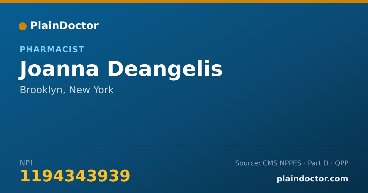 Shareable card for Joanna Deangelis - Pharmacist, Brooklyn, NY