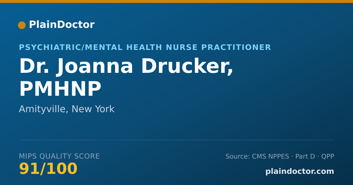Shareable card for Joanna Drucker, PMHNP - Psychiatric/Mental Health Nurse Practitioner, Amityville, NY