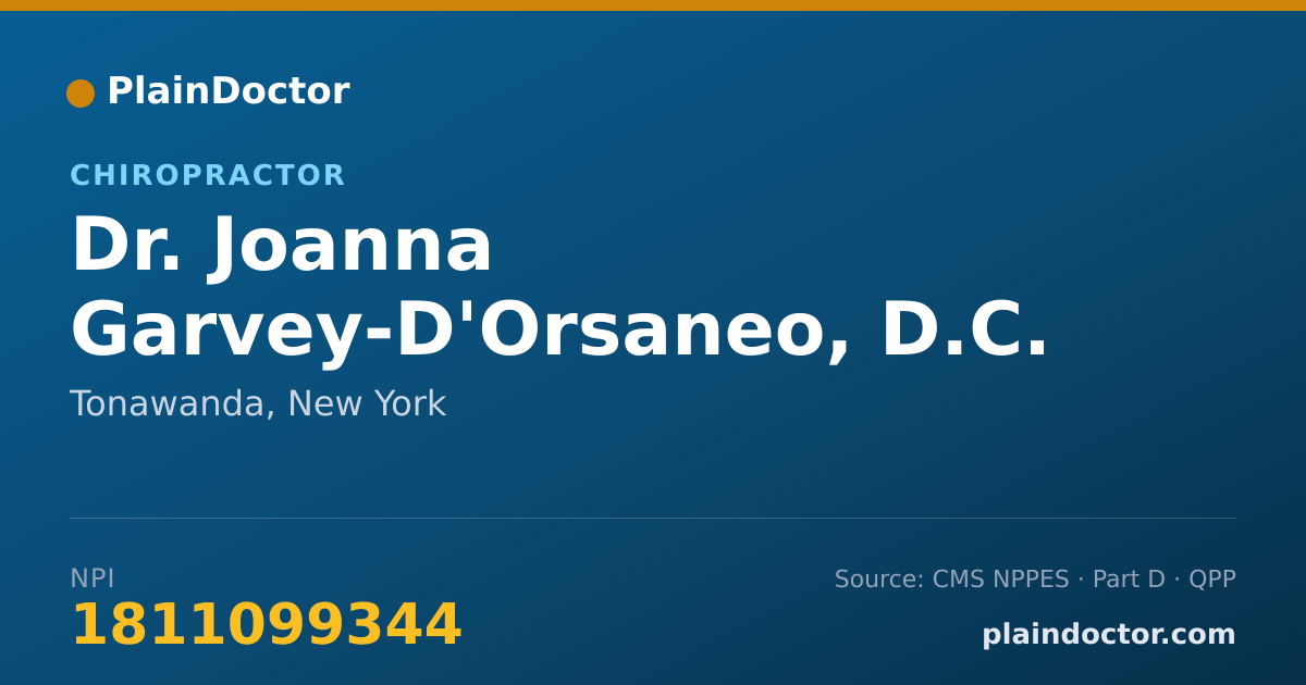 Shareable card for Joanna Garvey-D'Orsaneo, D.C. - Chiropractor, Tonawanda, NY
