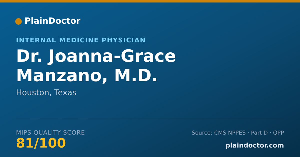Shareable card for Joanna-Grace Manzano, M.D. - Internal Medicine Physician, Houston, TX