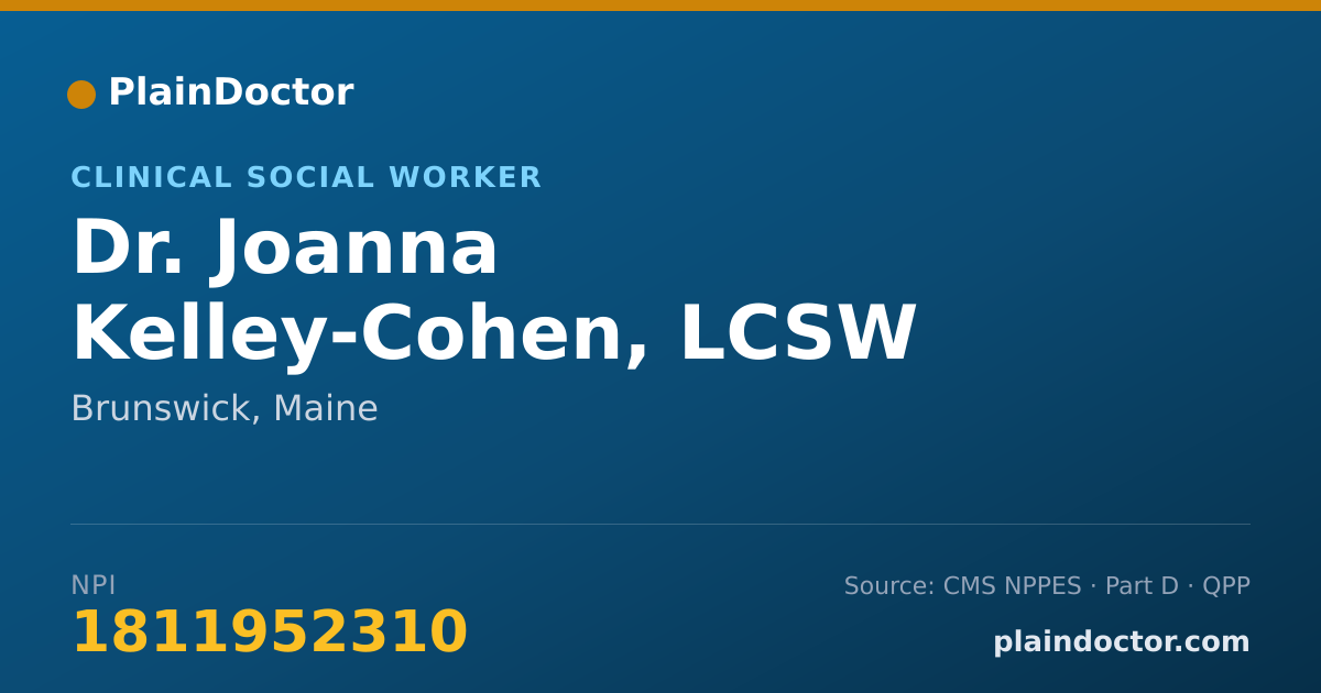 Shareable card for Joanna Kelley-Cohen, LCSW - Clinical Social Worker, Brunswick, ME